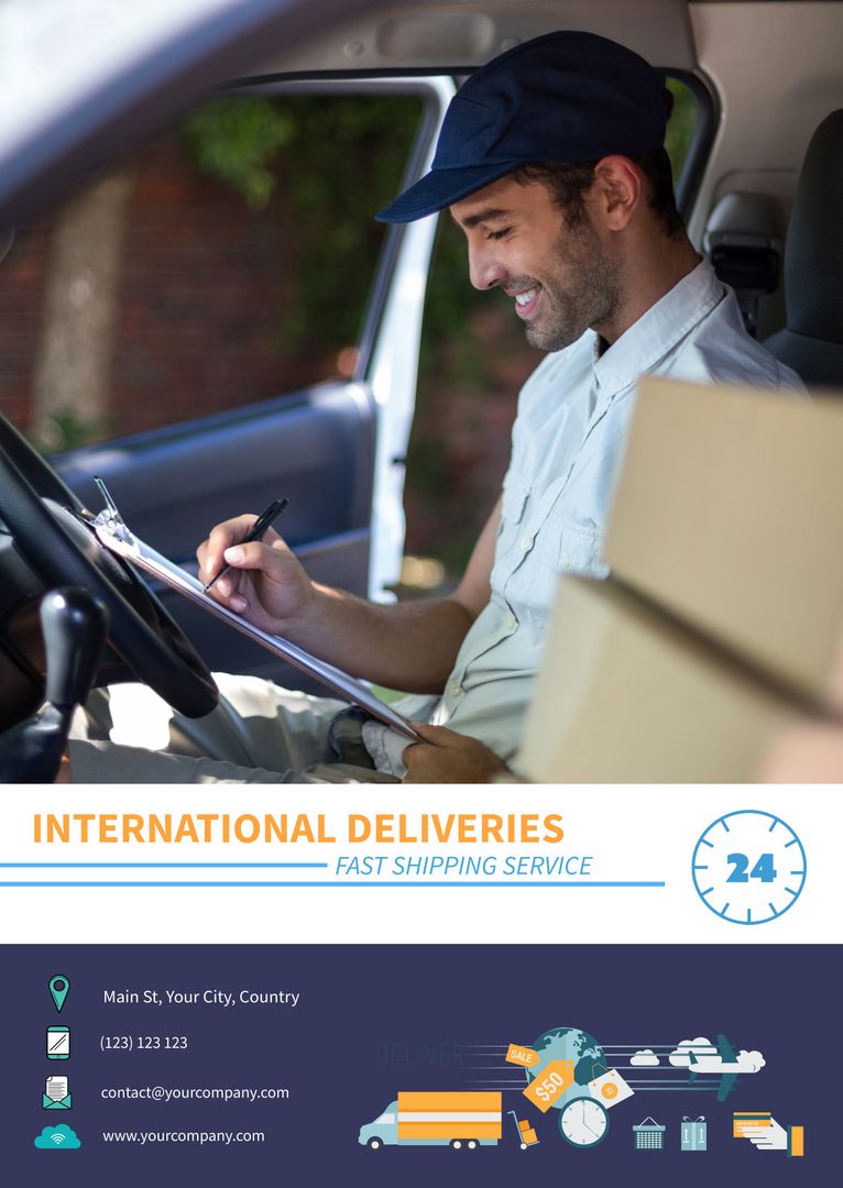 Smiling Delivery Driver Updating Route for Efficient Service - Download Free Stock Images Pikwizard.com