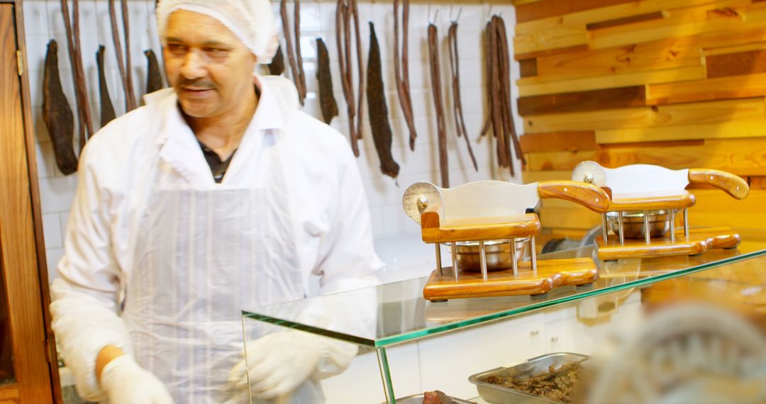 Experienced Butcher Preparing Meat in a Traditional Shop - Free Images, Stock Photos and Pictures on Pikwizard.com