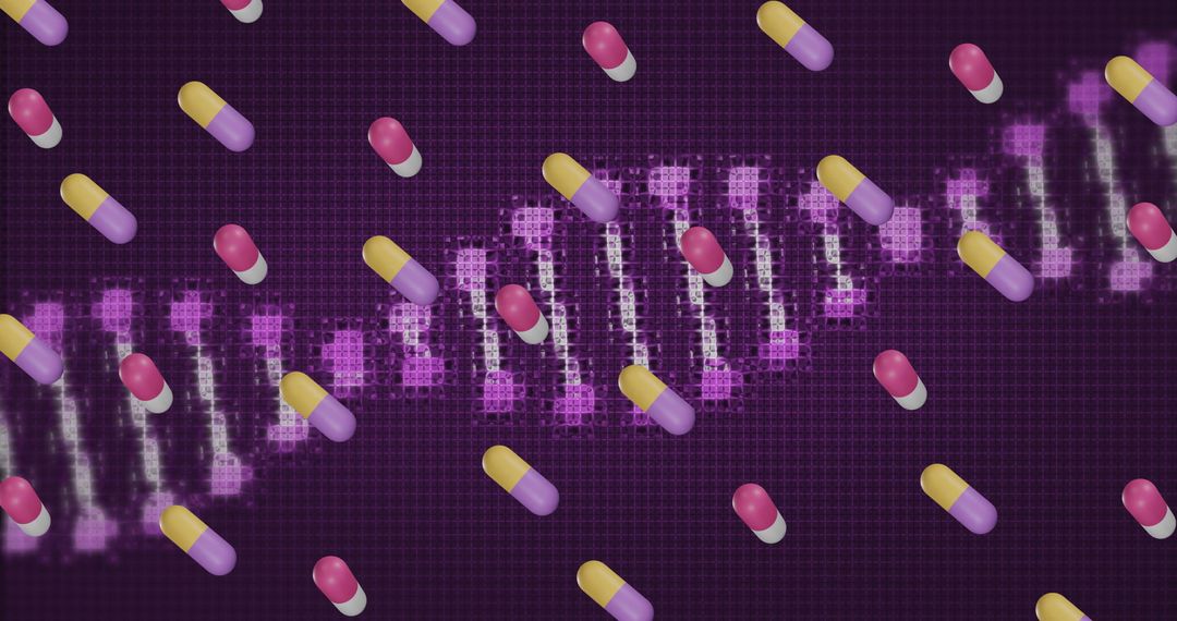 Colored Capsules Overlay on Digital DNA Visualization
