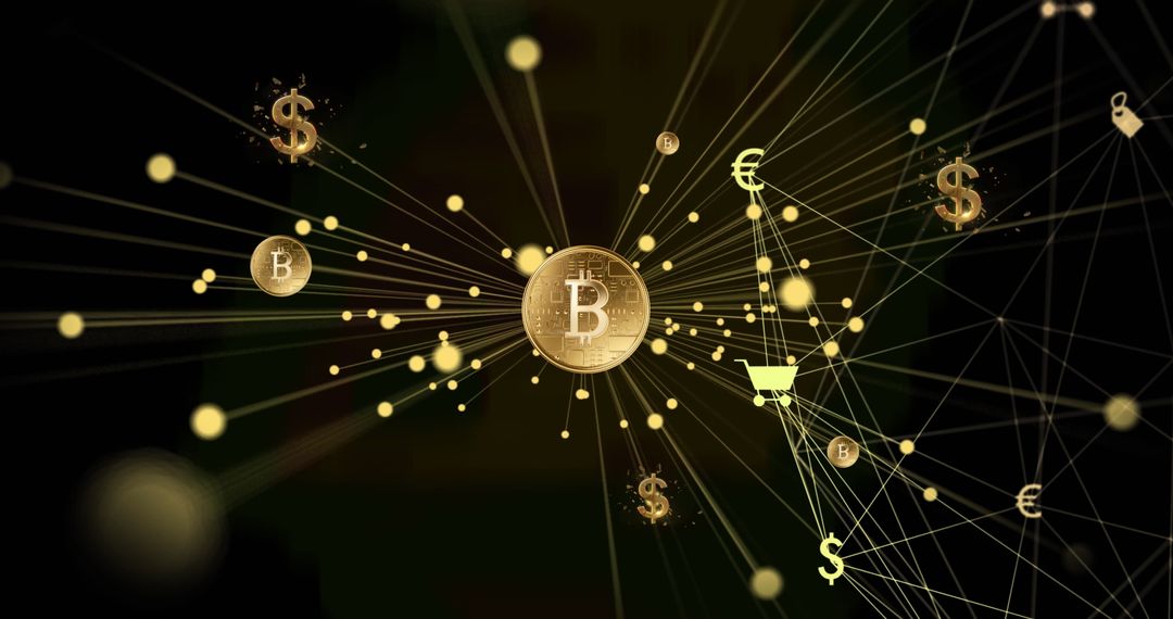 Digital Cryptocurrency Network Concept with Bitcoin and Euro symbols