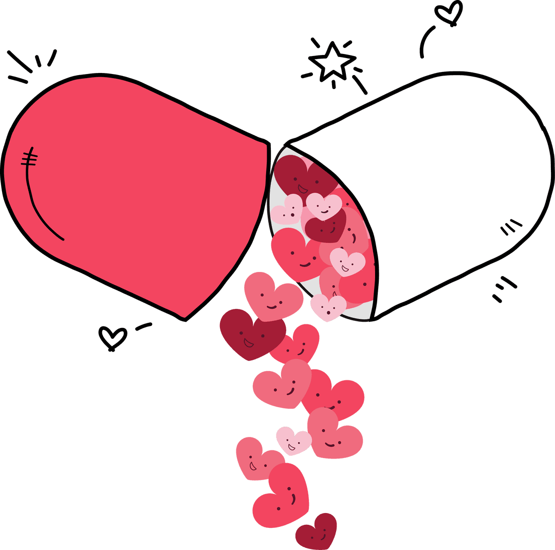 Transparent Capsule Releasing Smiling Hearts with Love Theme