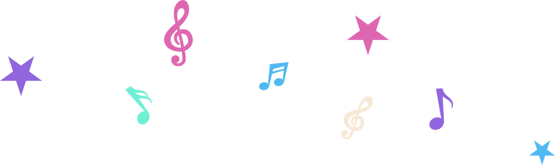 Transparent Pastel Music Notes and Stars Pattern Decorative Design