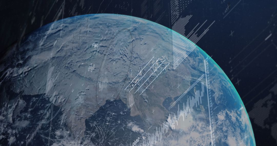 Futuristic Digital Data Overlays Surrounding Earth