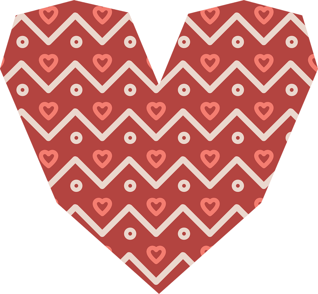 Chevron Heart Pattern Illustration on Transparent Background Vector
