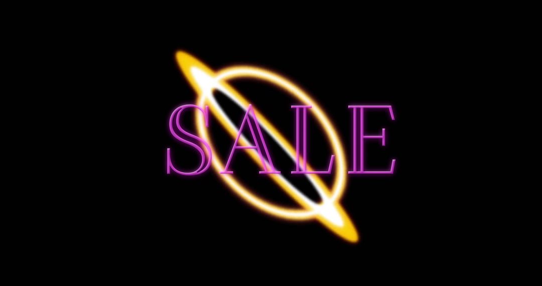 Vibrant Neon Sale Icon with Cosmic Elements