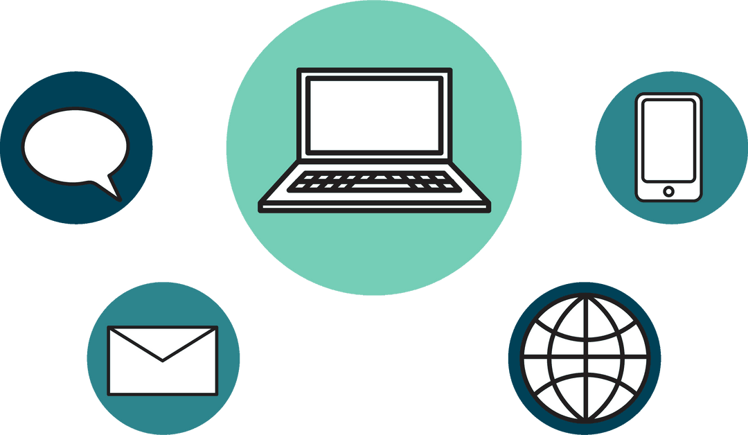 Transparent Technology Icons Blue Design Grouped