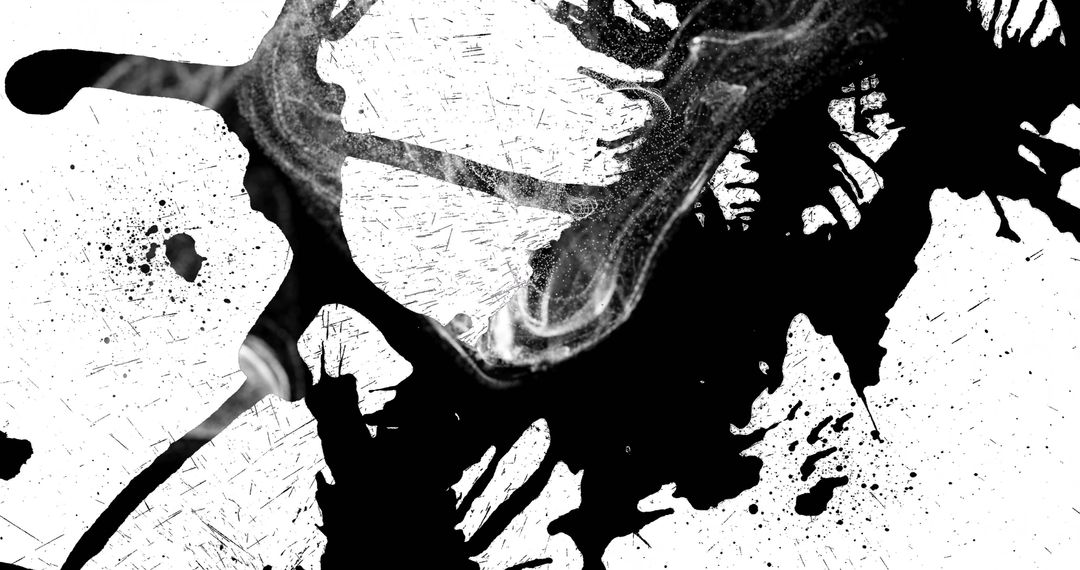 Dynamic Abstract Ink Splatter on White Canvas