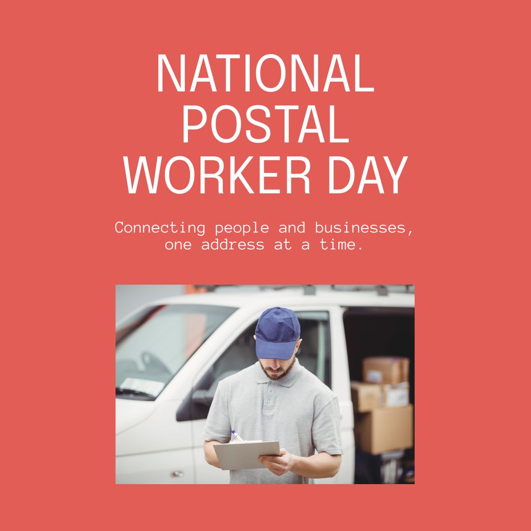 National Postal Worker Day Celebration with Courier Writing on Clipboard - Download Free Stock Templates Pikwizard.com