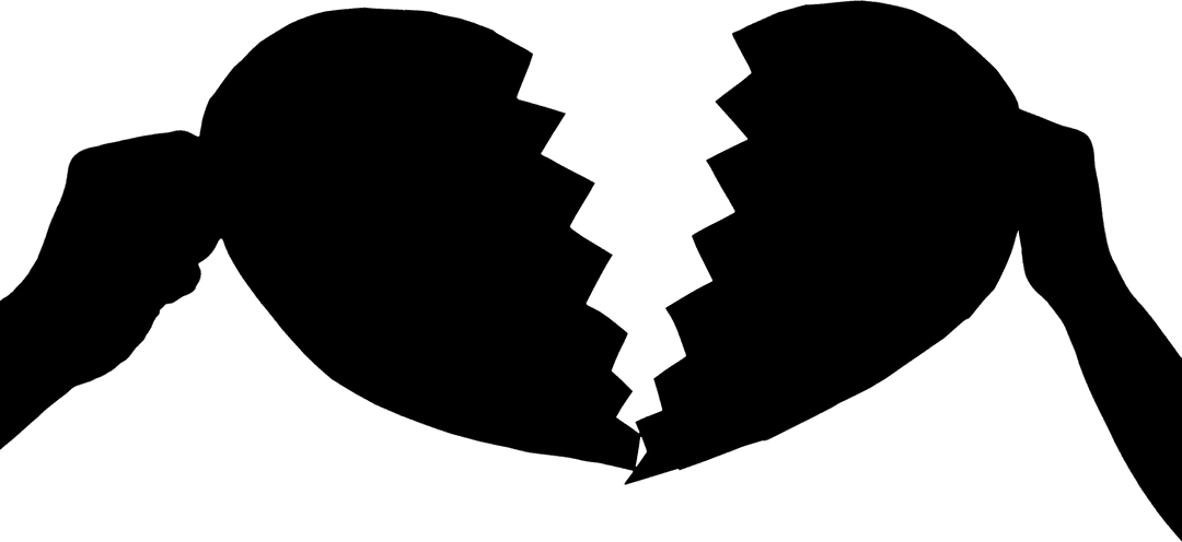 Transparent Silhouette of Broken Heart in Hands