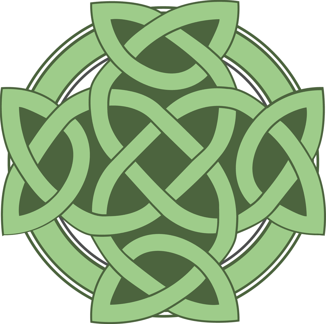 Ornamental Green Celtic Knot Design on Transparent Background