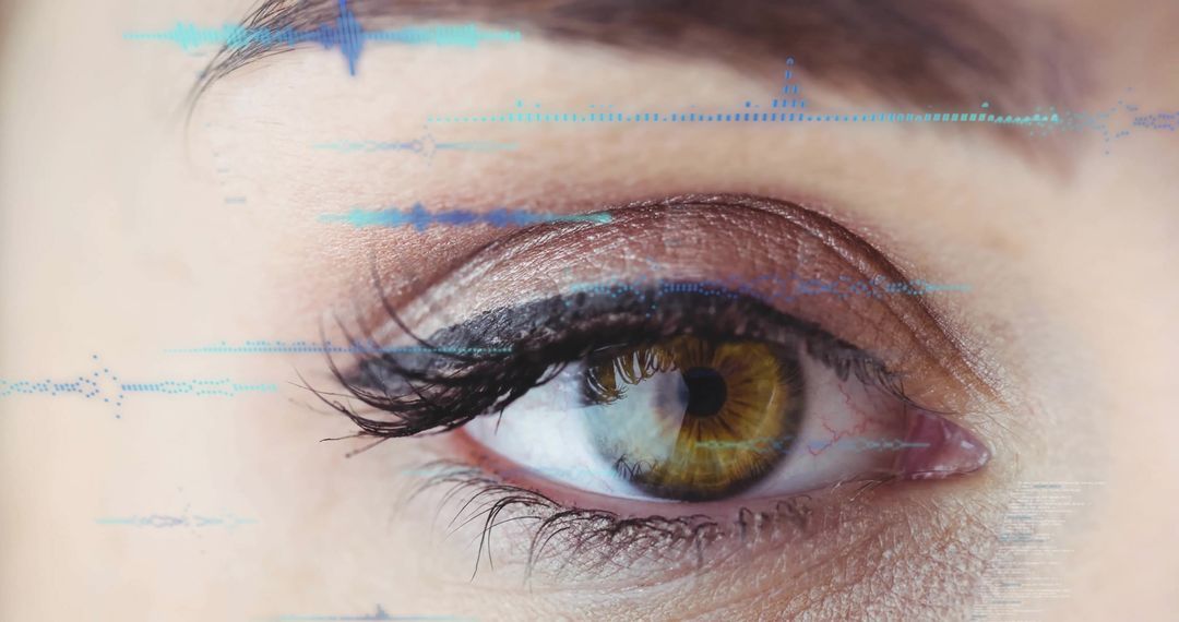 Close-up of Human Eye with Digital Data Interfaces