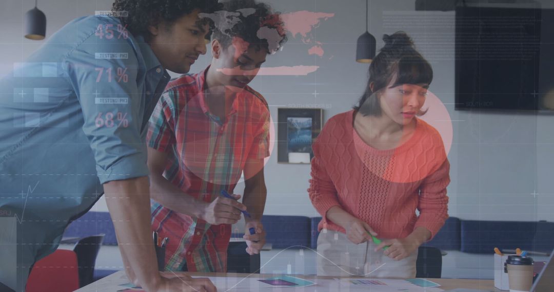 Collaborative Team Analyzing Financial Data Visualization