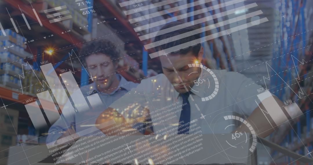 Warehouse Worker Analyzing Data for Efficient Inventory Management