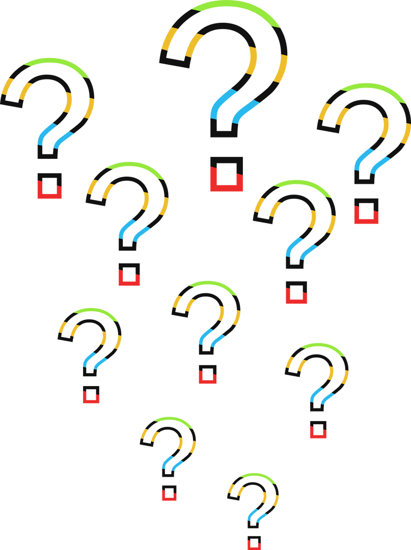 Colorful Transparent Question Mark Pattern on White Background