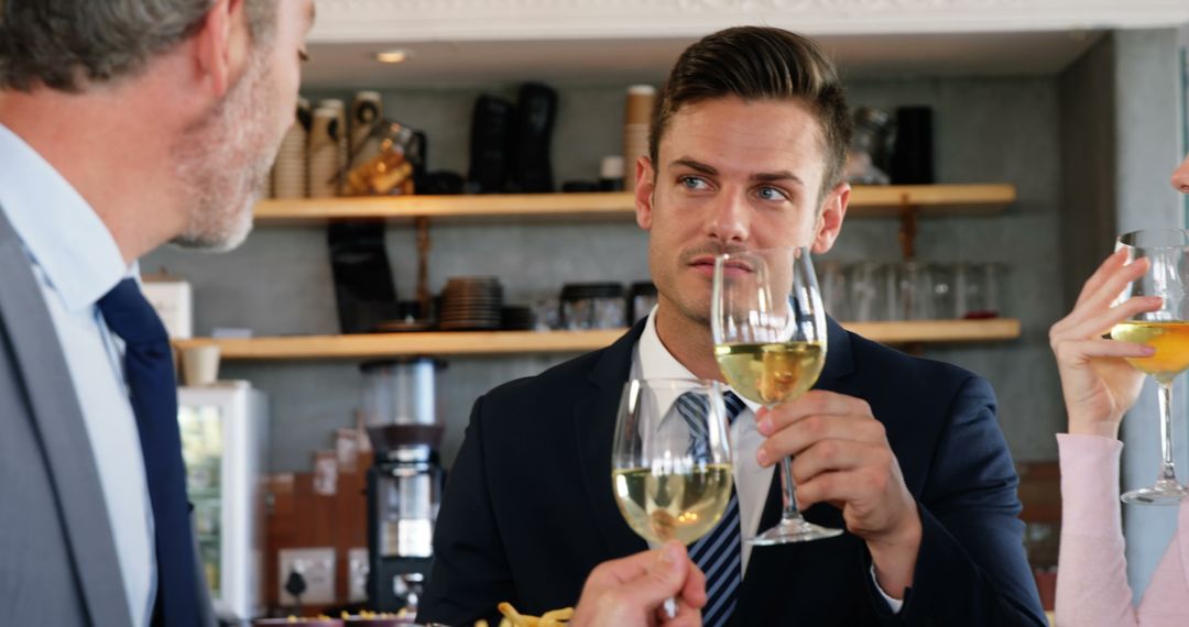 Professionals Networking During Relaxed Wine Tasting