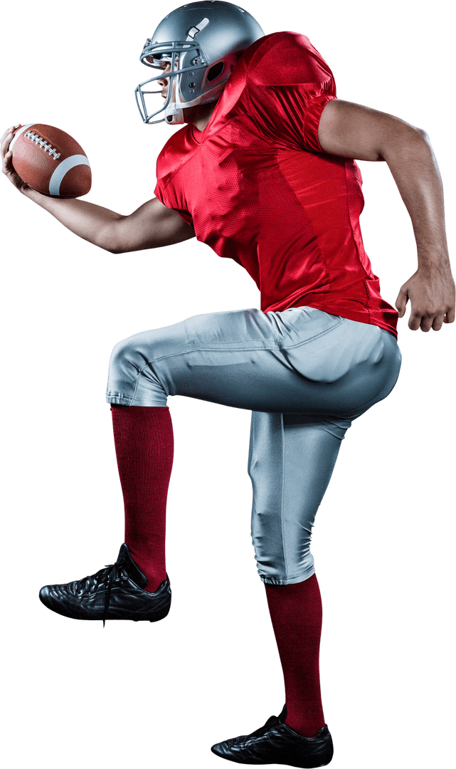 Transparent American Football Player Action Pose Running