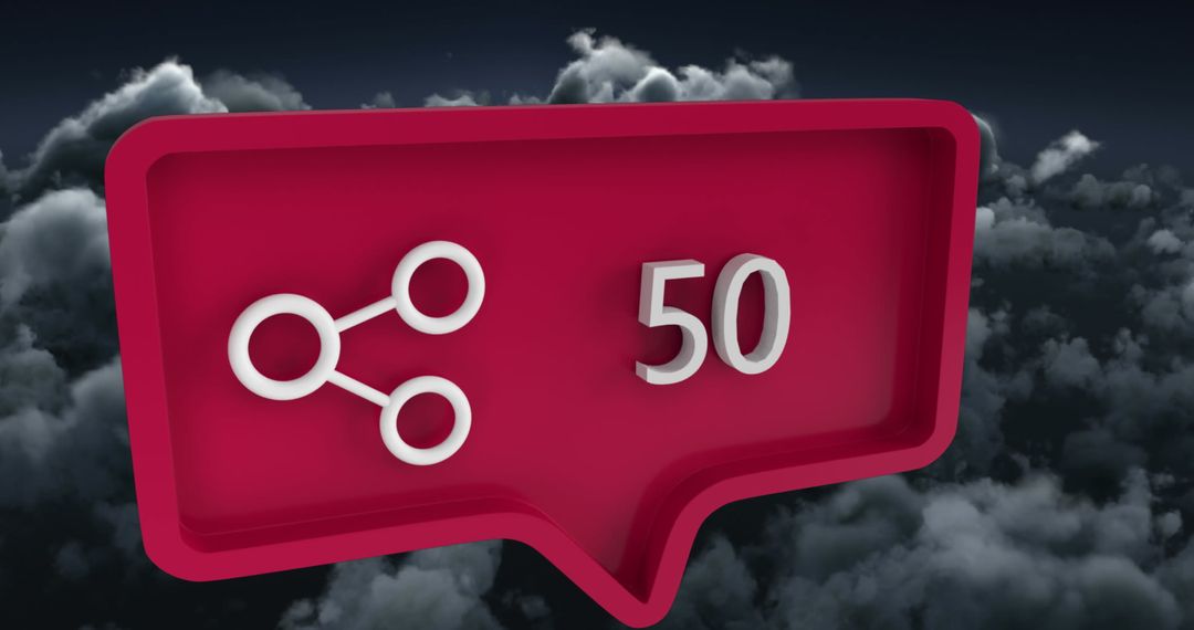 Digital Share Bubble with Social Media Integration Over Cloudy Sky