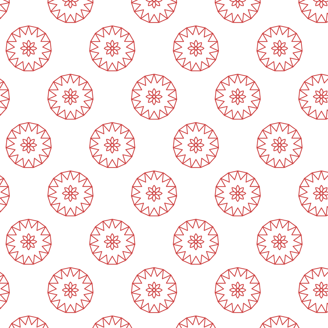 Red Rosettes Pattern on Transparent Background Digital Design