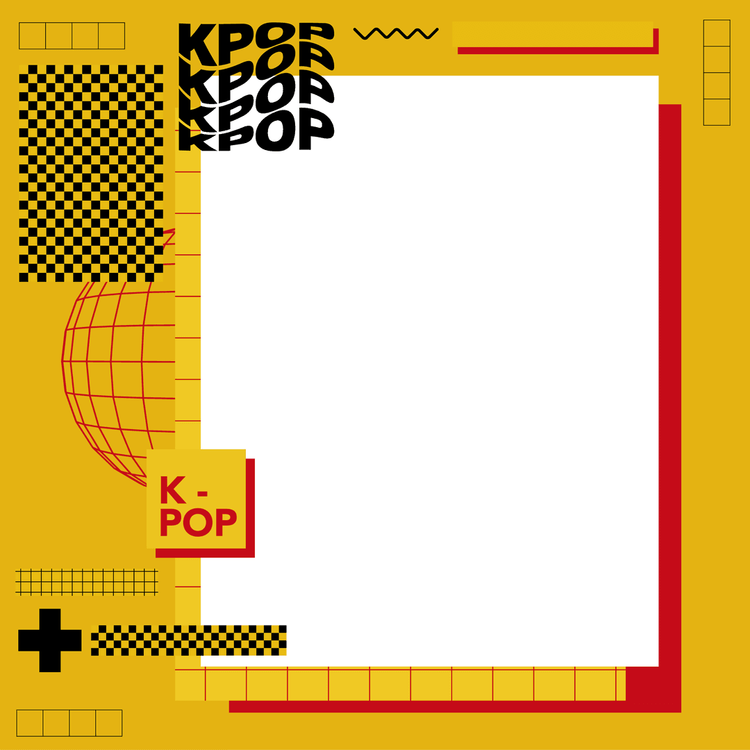 Transparent K-Pop Themed Promotional Template with Geometric Design