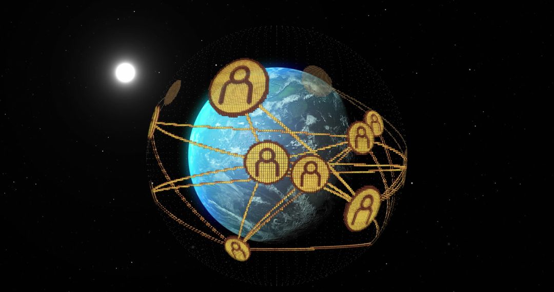Global Connectivity Concept with Social Media Network Icons Around Earth