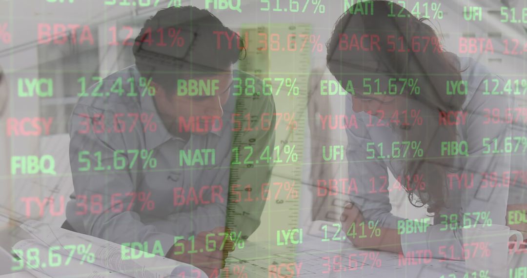 Architects Analyzing Plans with Data Overlay at Construction Site