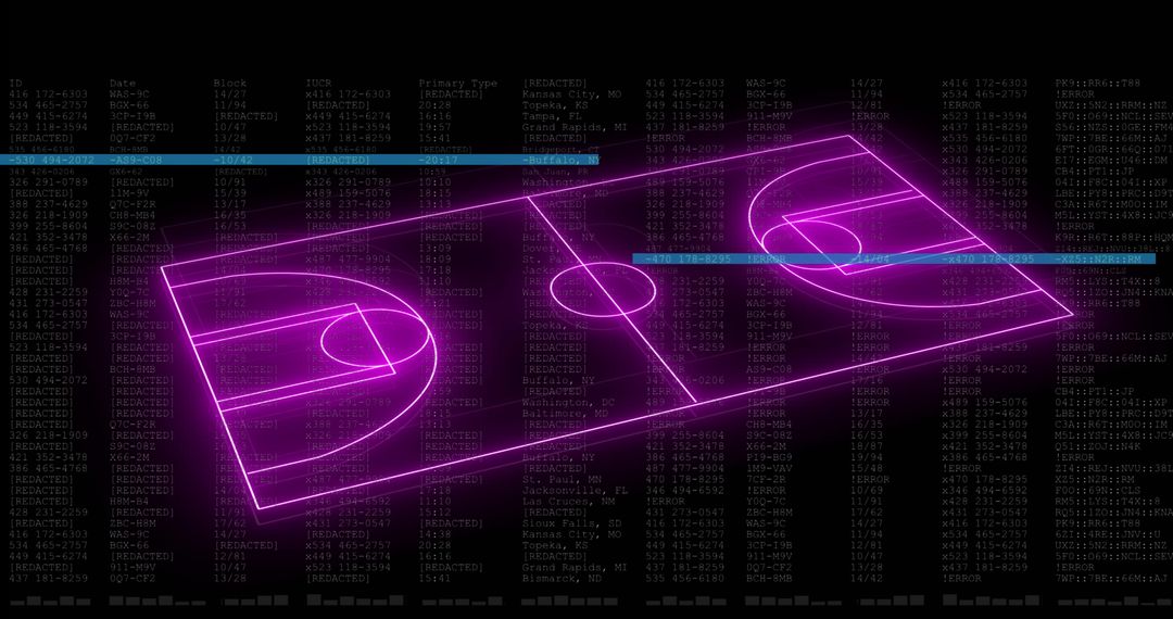 Futuristic Neon Soccer Field with Digital Data Interface
