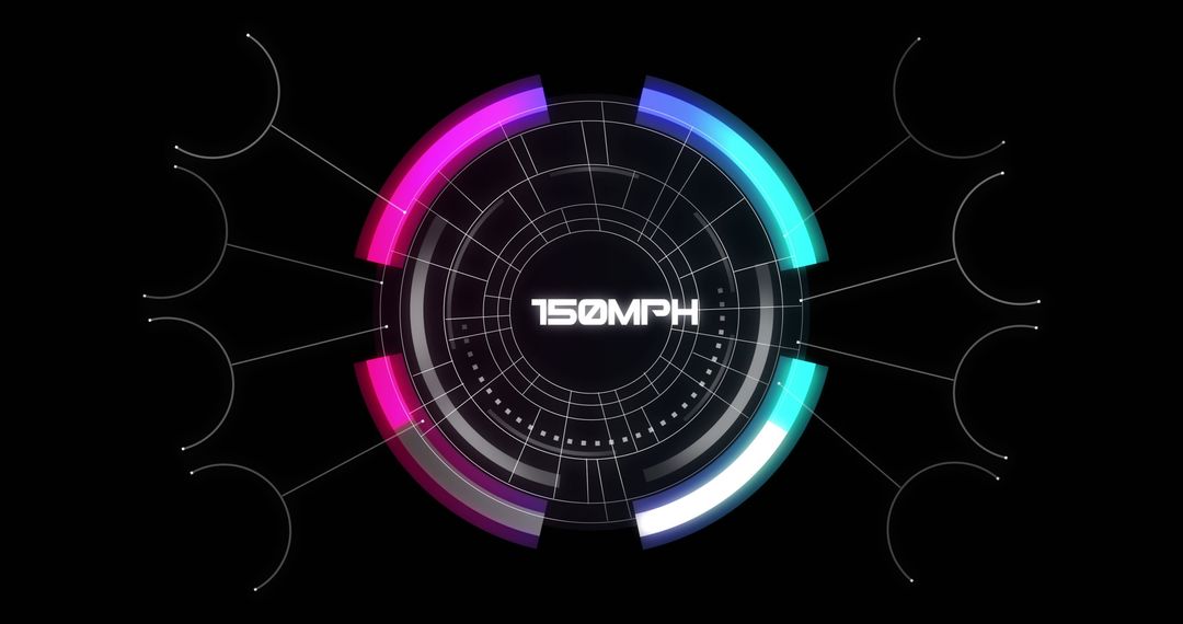 Futuristic Speedometer Interface Displaying 150 MPH
