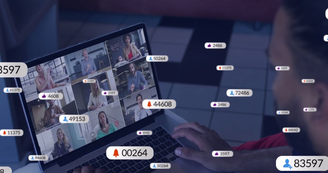 African American Man Navigating Virtual Connectivity in Digital Workspace