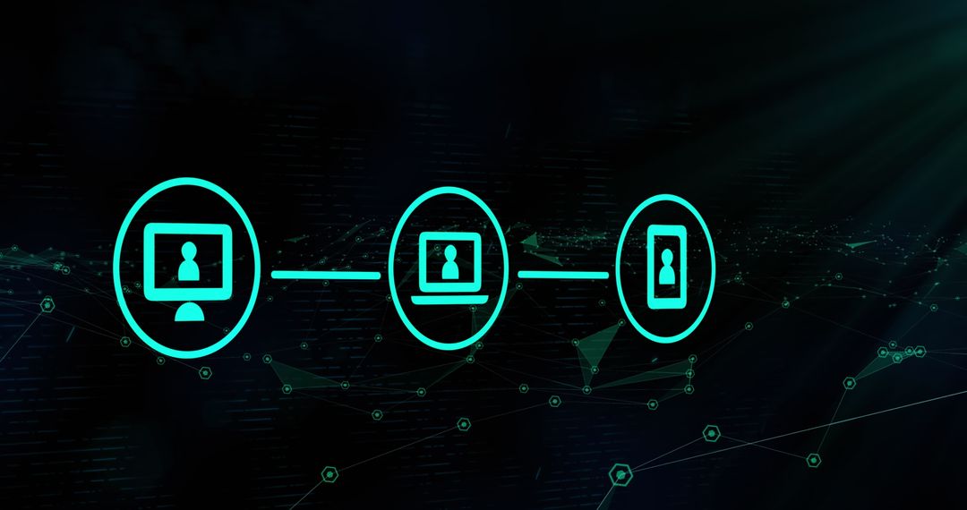 Futuristic Digital Network with Green Icons