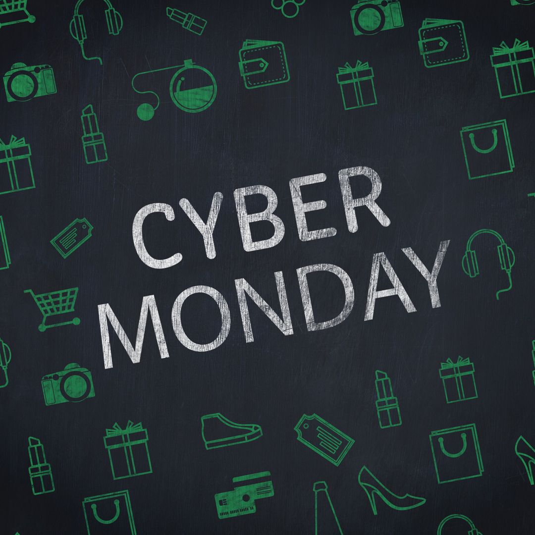 Cyber Monday Chalkboard Theme with Shopping Icons