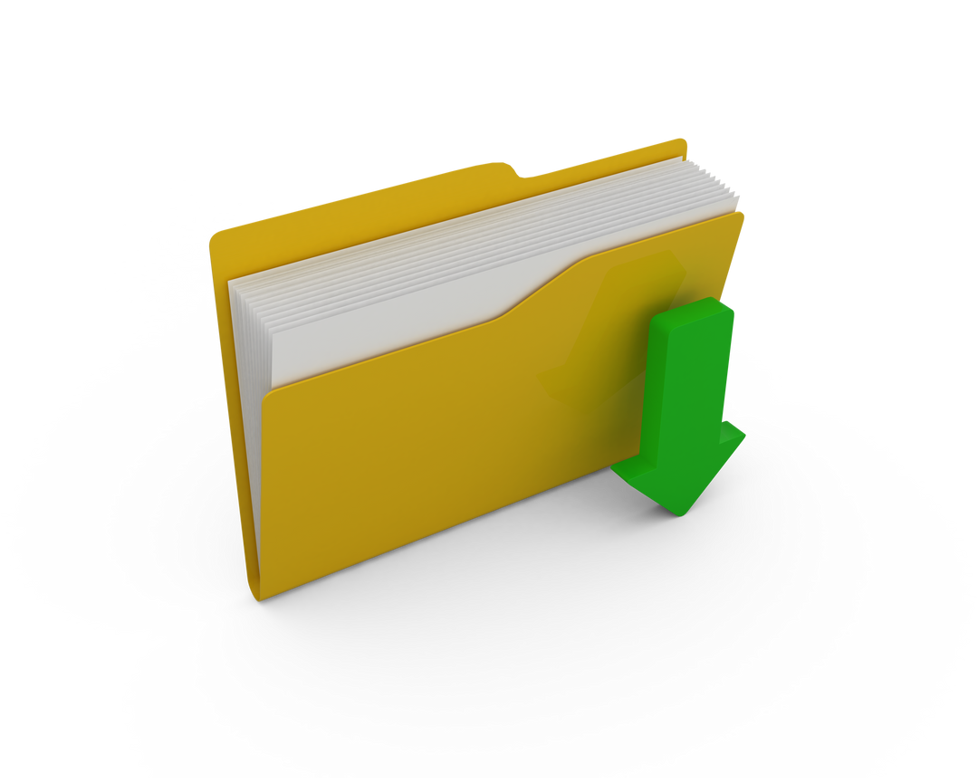 Yellow Folder with Green Download Arrow Transparent Background - Download Free Stock Images Pikwizard.com