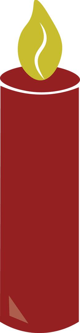 Red Candle Illustration with Burning Flame on Transparent Background