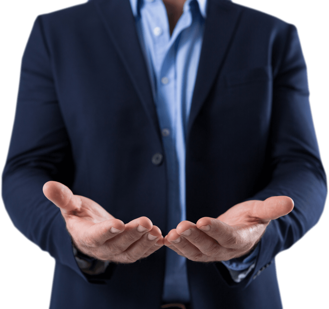 Businessman's Hands Open Front Presentation Transparent Background
