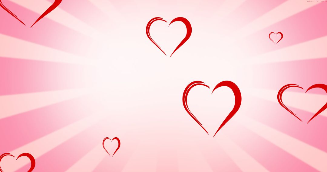 Floating Red Hearts on Pink Gradient Background