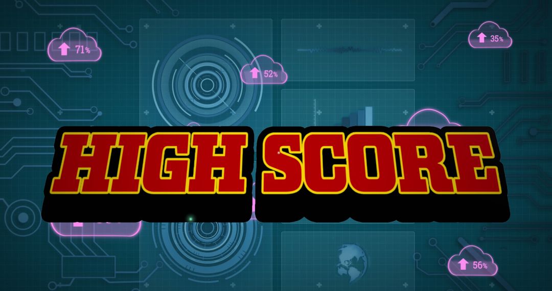 High Score Text on Digital Abstract Background