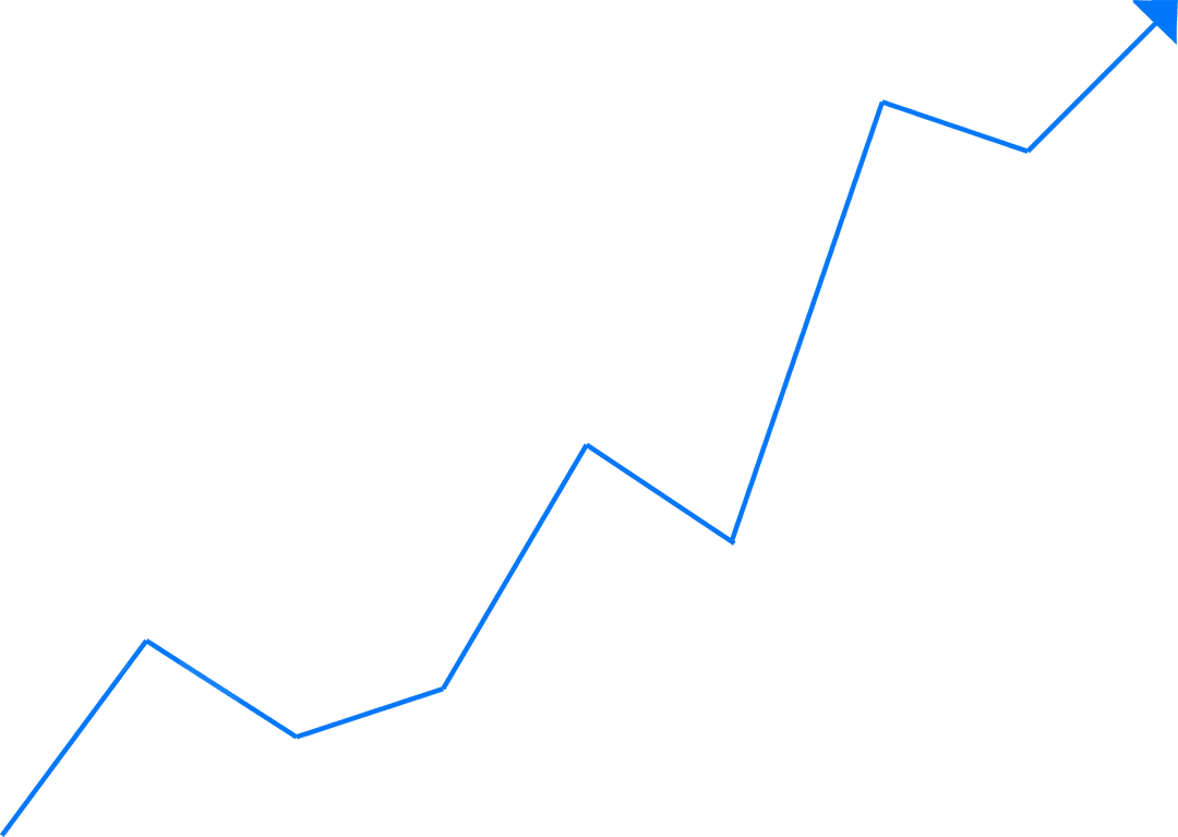 Blue Statistic Arrow on Transparent Background Representing Growth