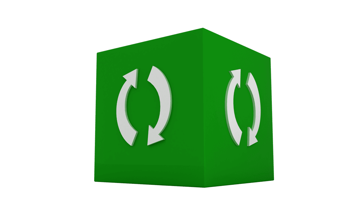 Green Cube with Transparent White Loading Icon Illustration