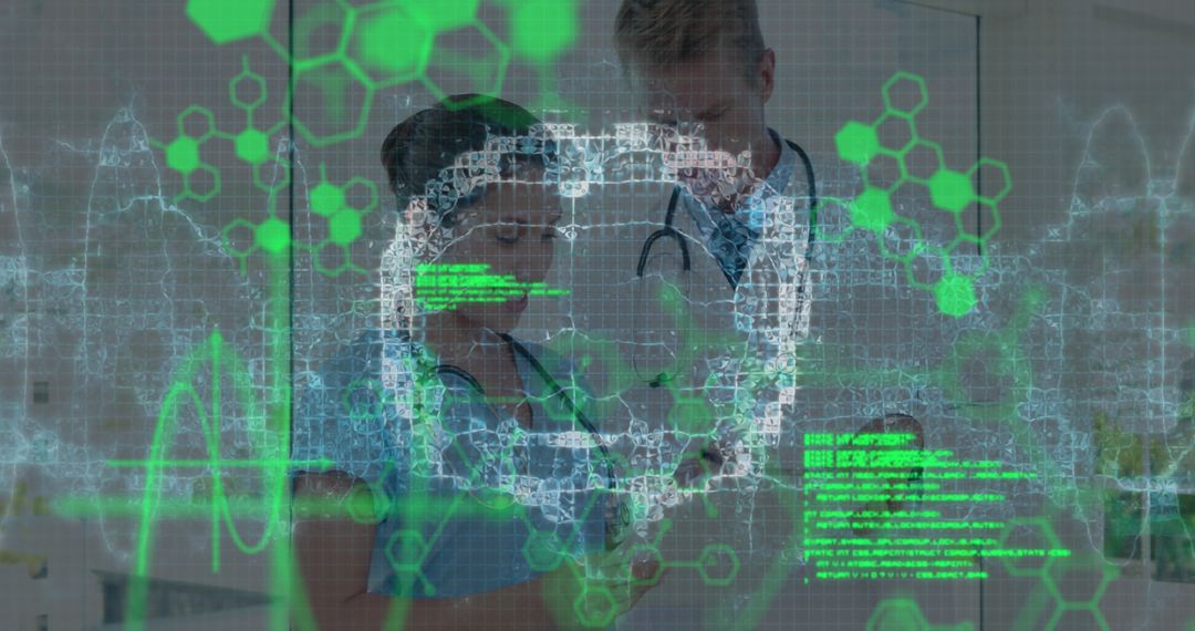 AI and Medical Professionals Analyzing Genetic Data