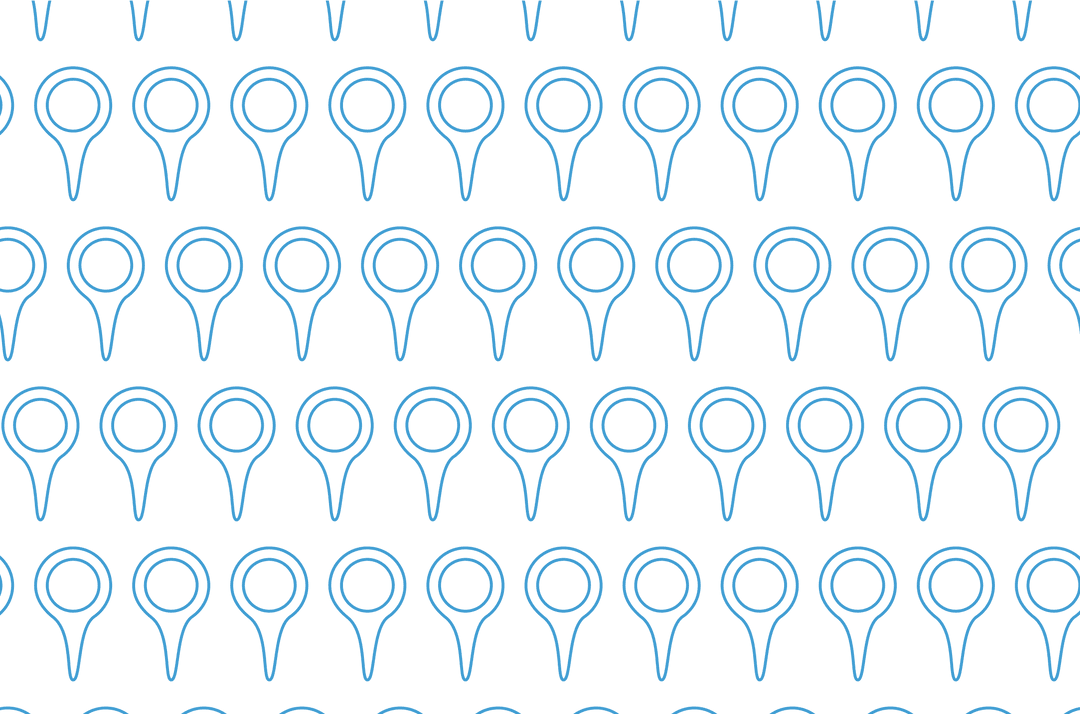 Seamless Pattern of Blue Map Pins on Transparent Background