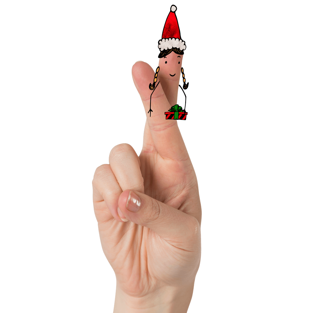 Festive Fingertip with Hand-Drawn Animation on Transparent