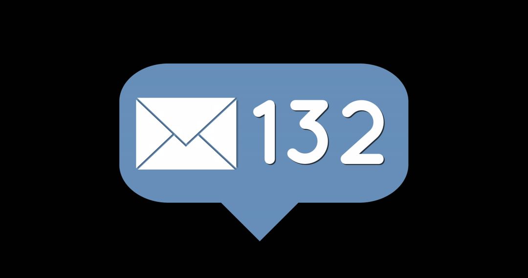 Email Notification Icon with Count on Black Background