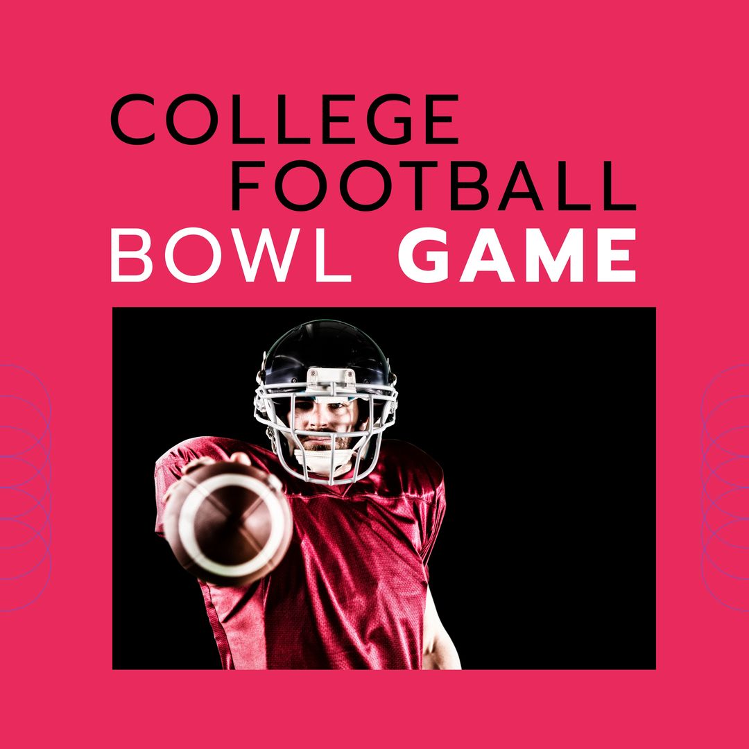 College Football Bowl Game Advertisement with Player Pointing Football - Download Free Stock Templates Pikwizard.com