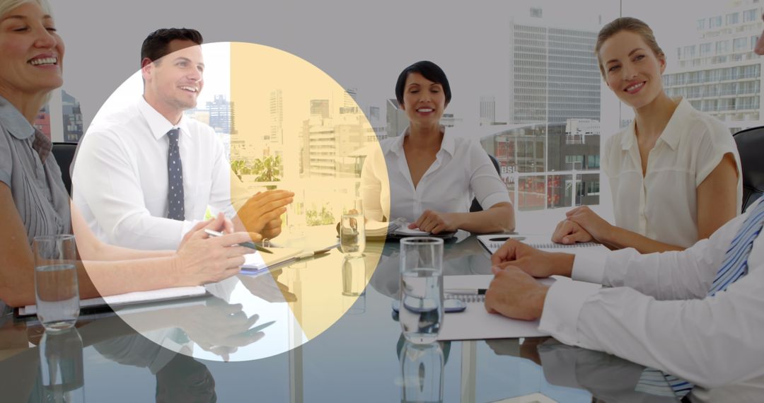 Colleagues Discussing Financial Data in Modern Meeting Room