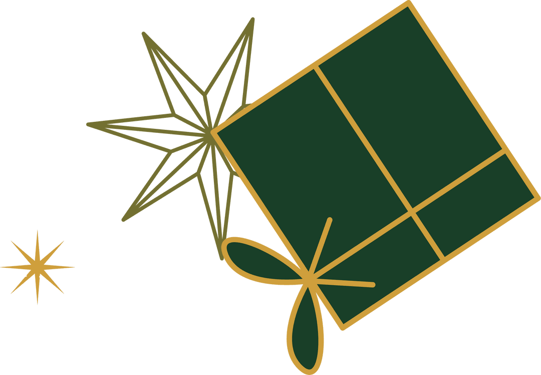 Transparent Gift Box with Gold Star Ornaments in Minimalistic Design