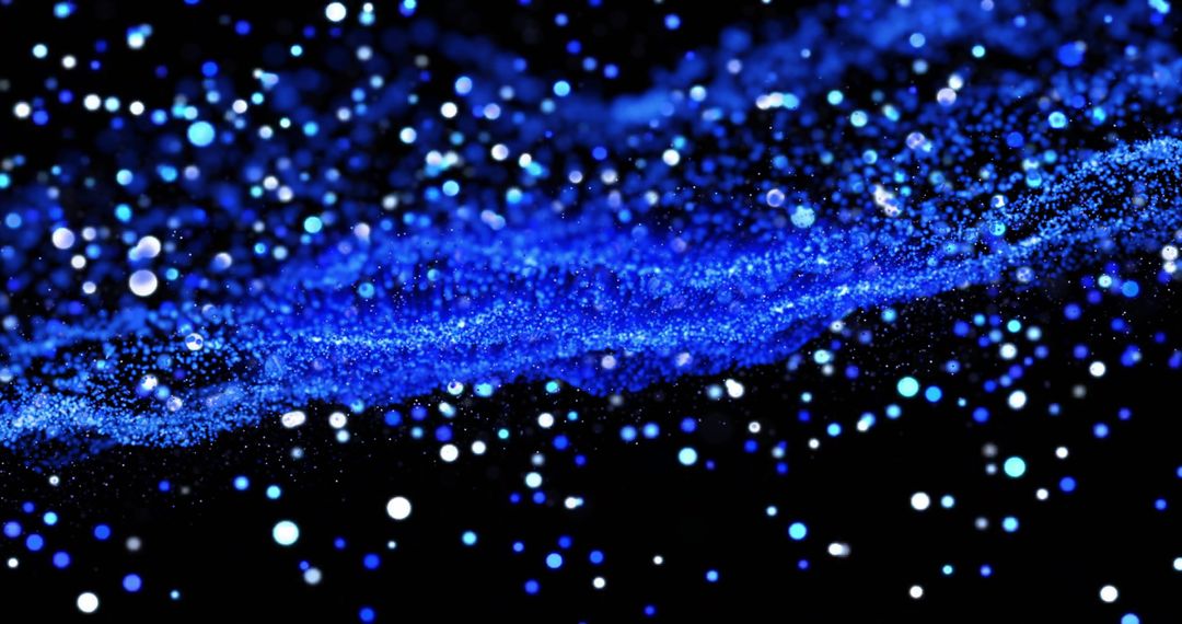 Abstract Blue Particles in Motion on Dark Background