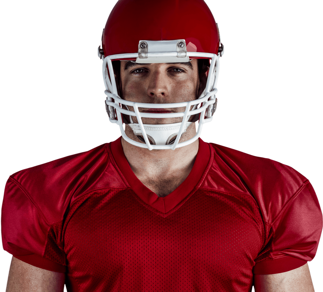 Transparent Background of American Football Player in Red Jersey