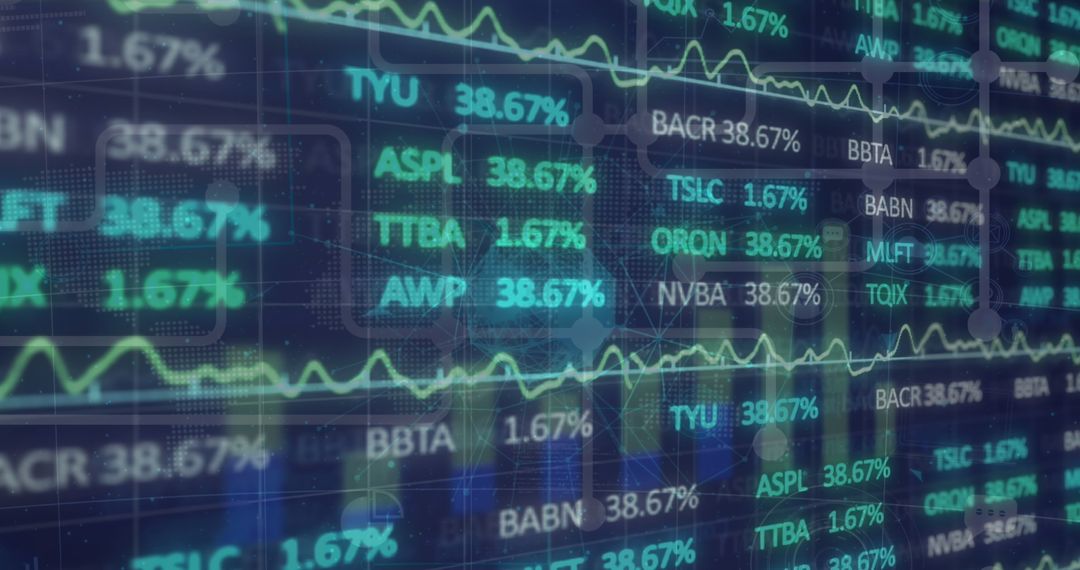 Digital Financial Data Display Screen with Stock Trends - Free Images, Stock Photos and Pictures on Pikwizard.com