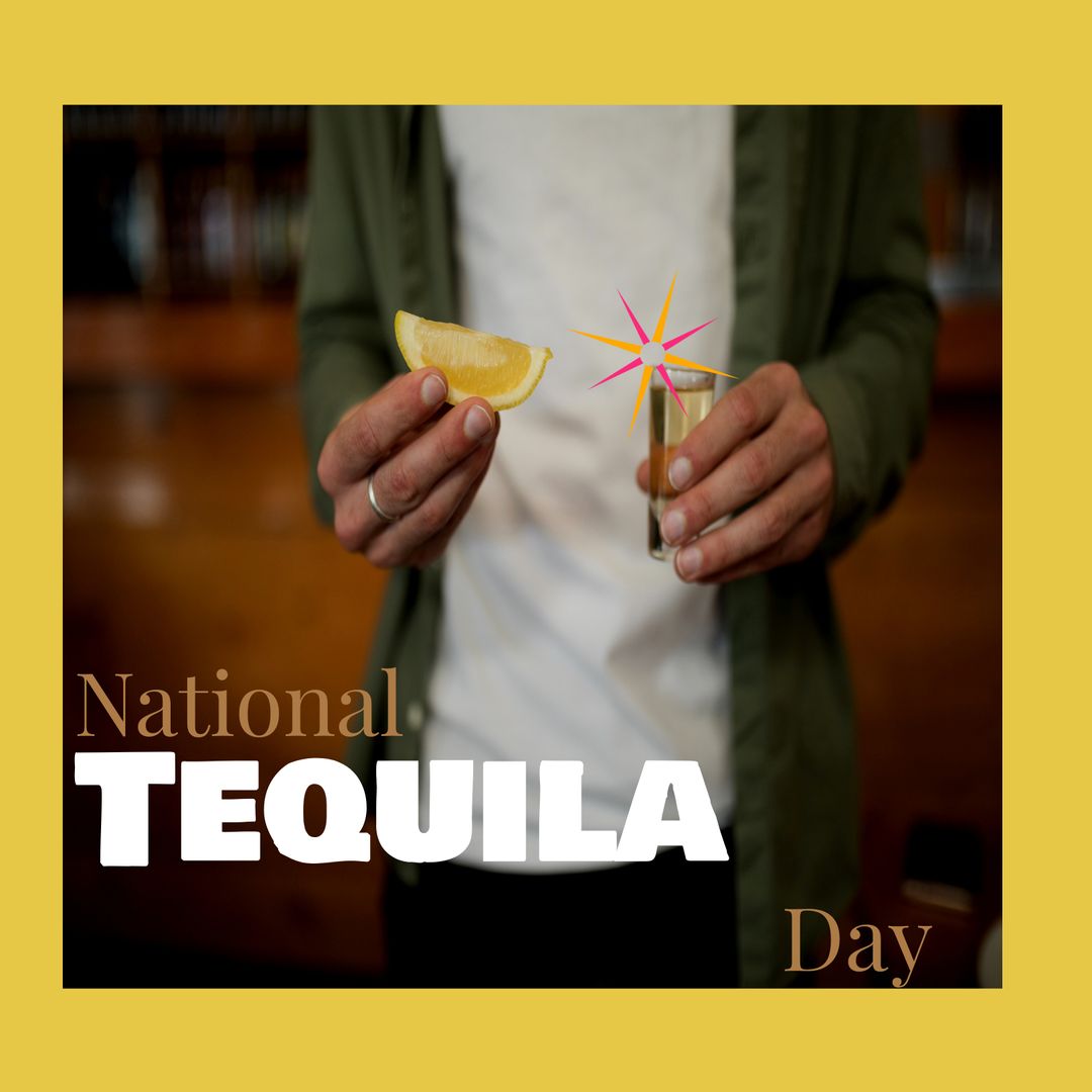National Tequila Day Celebration with Tequila Shot and Lemon