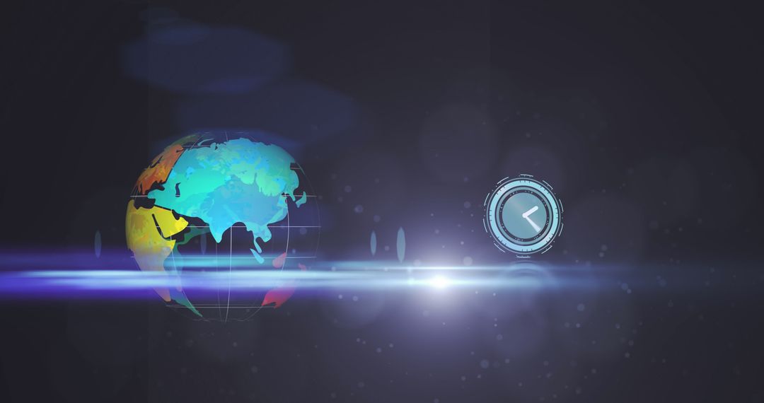Digital Globe and Time Interface with Futuristic Technology Theme