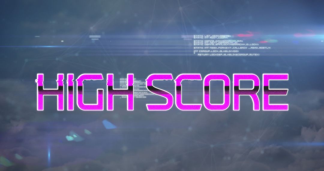 High Score Text Overlay on Digital Data Background